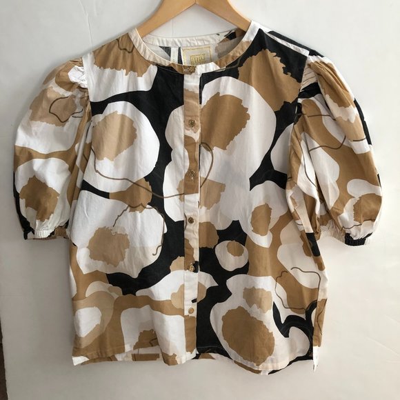Emily McCarthy Tops - Emily McCarthy Crinkle Print Puff Sleeve Blouse size S